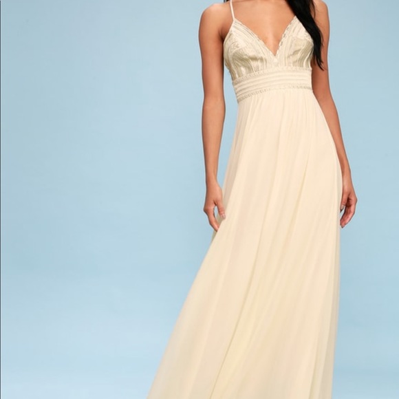 Lulus Dresses & Skirts - Savona Cream Embroidered Maxi Dress